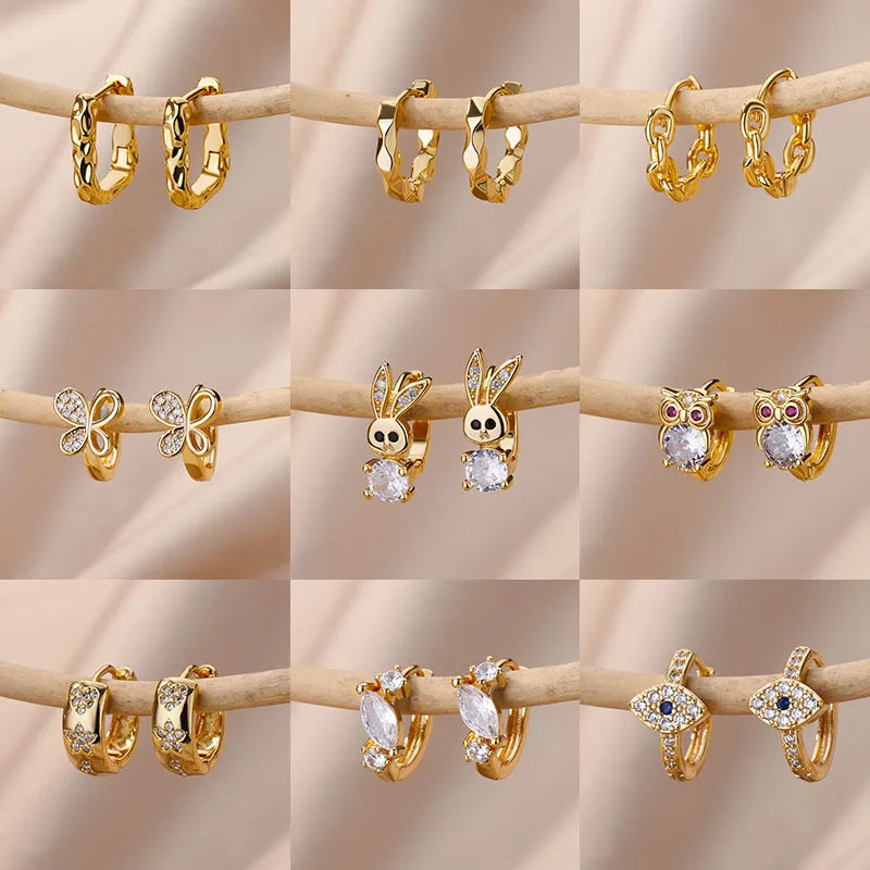 Fashion Rabbit Crystal Hoop Earrings